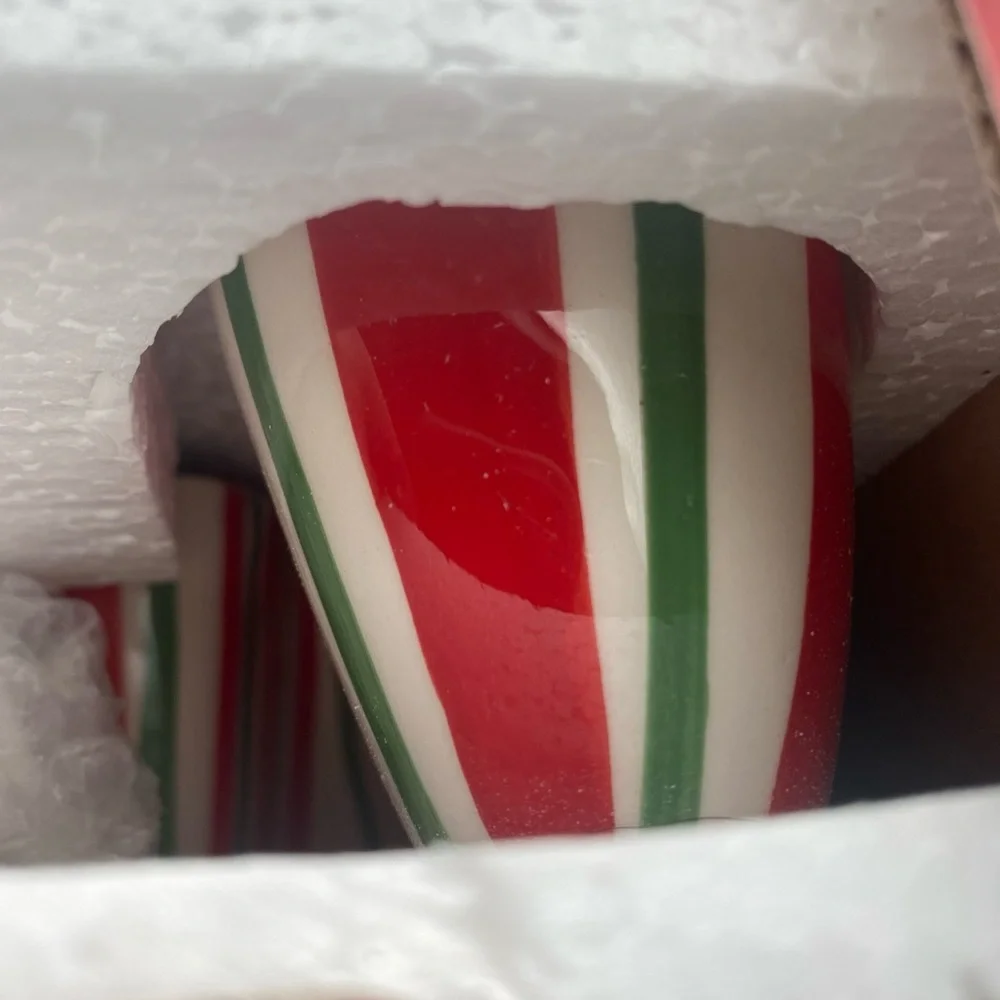 Pier 1 Imports Candy Cane Dip Bowl And Spreader Set ceramic New Open Box